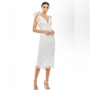 Mac Duggal 79337 Floral Strap Ivory V-Neck Dress SIZE 6 NWT